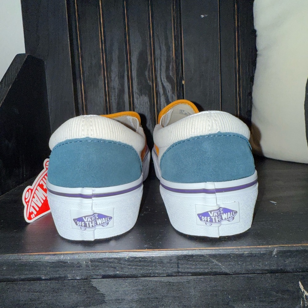 Vans Pink and White Slip-Ons with Orange Trim - Picture 5 of 8